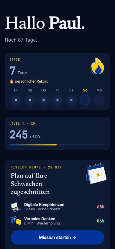 Erudiam auf dem iPhone: Startbildschirm der App