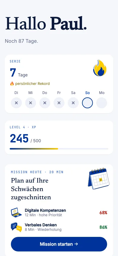 Erudiam auf dem iPhone: Startbildschirm der App