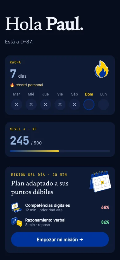 Erudiam en iPhone: pantalla de inicio de la aplicación