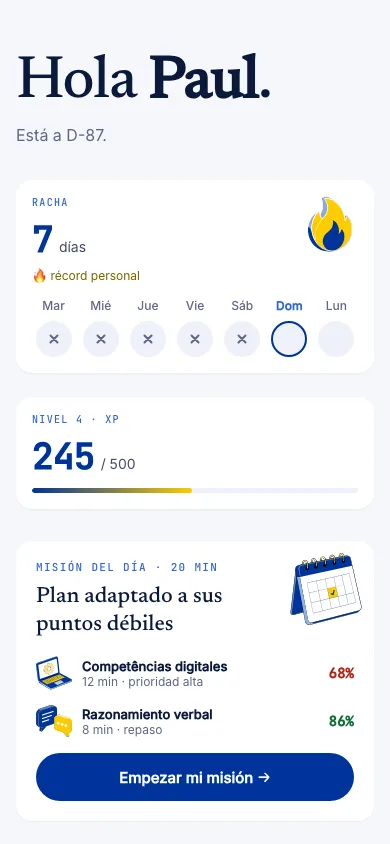 Erudiam en iPhone: pantalla de inicio de la aplicación