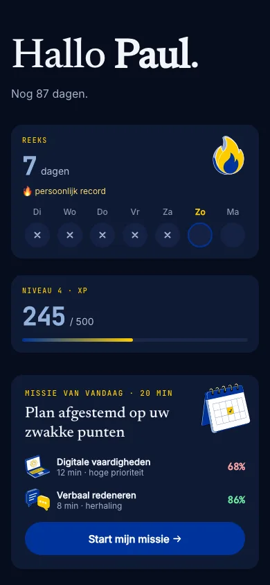 Erudiam op iPhone: startscherm van de app