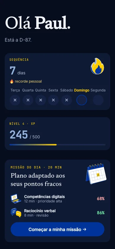 Erudiam no iPhone: ecrã inicial da aplicação