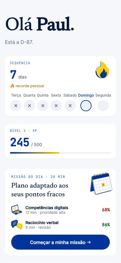 Erudiam no iPhone: ecrã inicial da aplicação